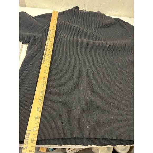Eileen Fisher Ribbed Mock Neck Top Woman 2X Black Excellent Italian Yarn - Picture 6 of 7